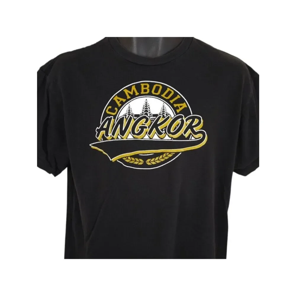 Angkor Wat T Shirt Mens Size Large Black Cambodia Travel Destination Tee